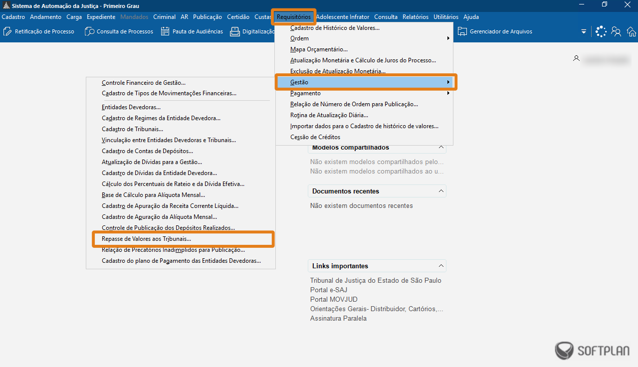 tela principal menu