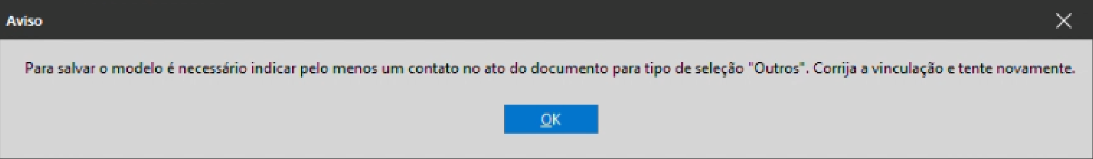No sistema SAJ, uma janela de aviso é exibida. O botão “OK” está destacado em laranja.